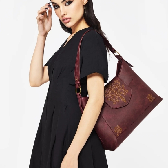 Disturbia Handbags - NWT Disturbia Neriene Embroidered Slouchy Shoulder Bag